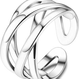 Celtic Knot Rings Open Adjustable Rings Minimalist Cross Line Band Rings